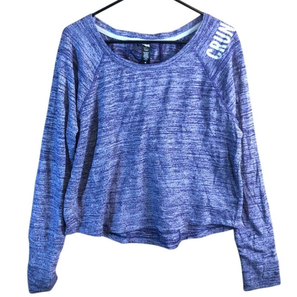 Crunch Womens Shirt Forest Purple Athletic Round Neck Loose Fit Long Sleeve L
